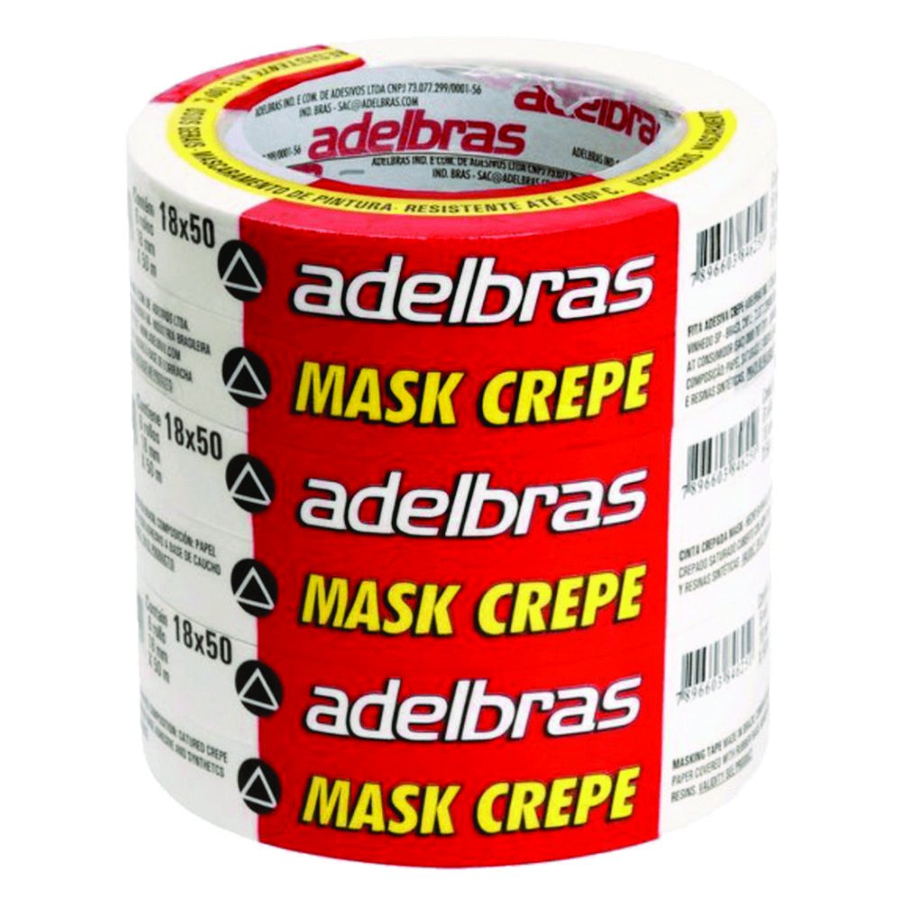 Fita Crepe 18x50 C 6 Adelbras Ref 250 BCL Fita crepe 18x50 c 6 adelbras ref 250 bcl
