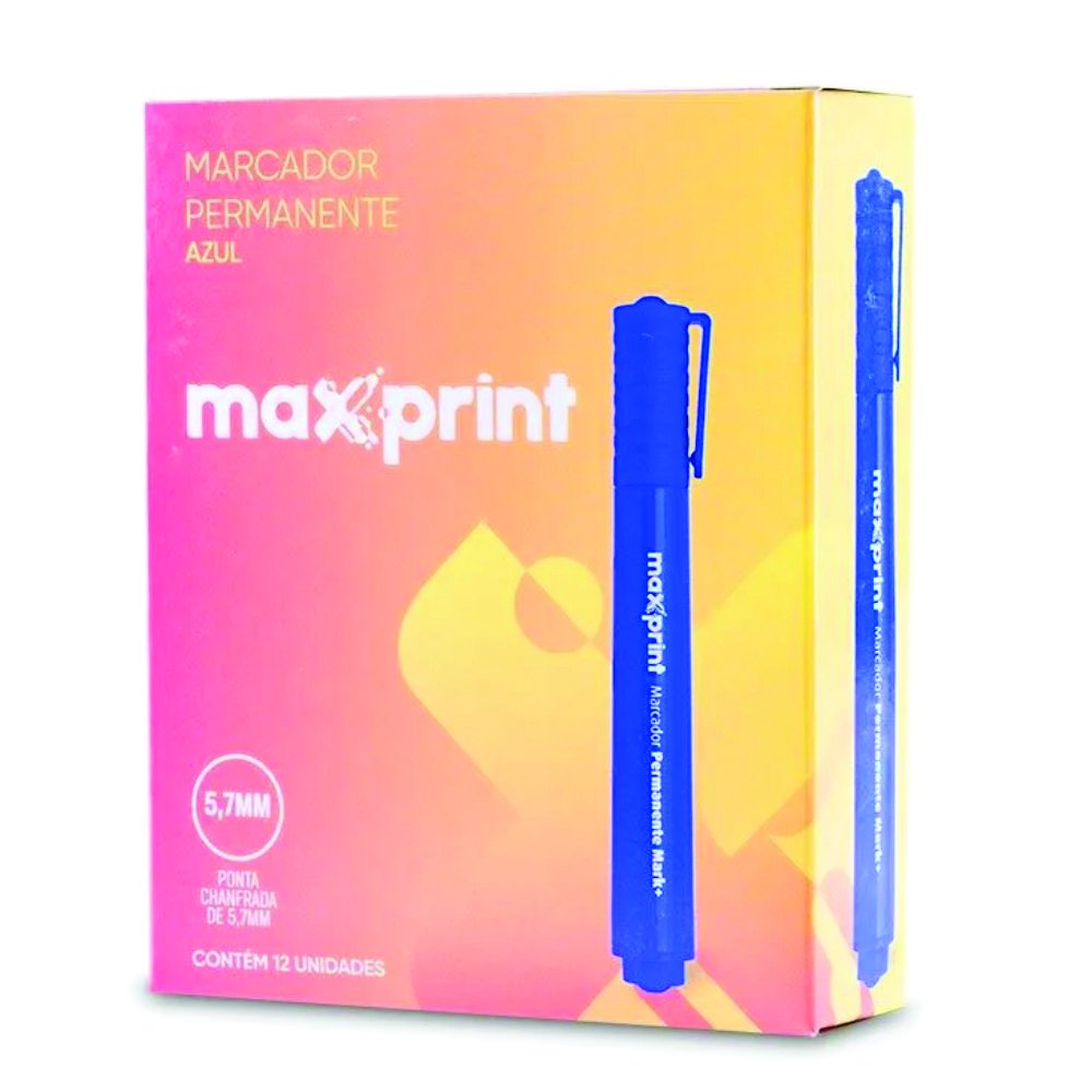 Marcador Perm. Maxprint Az C/12 709070 - BCL Distribuidora
