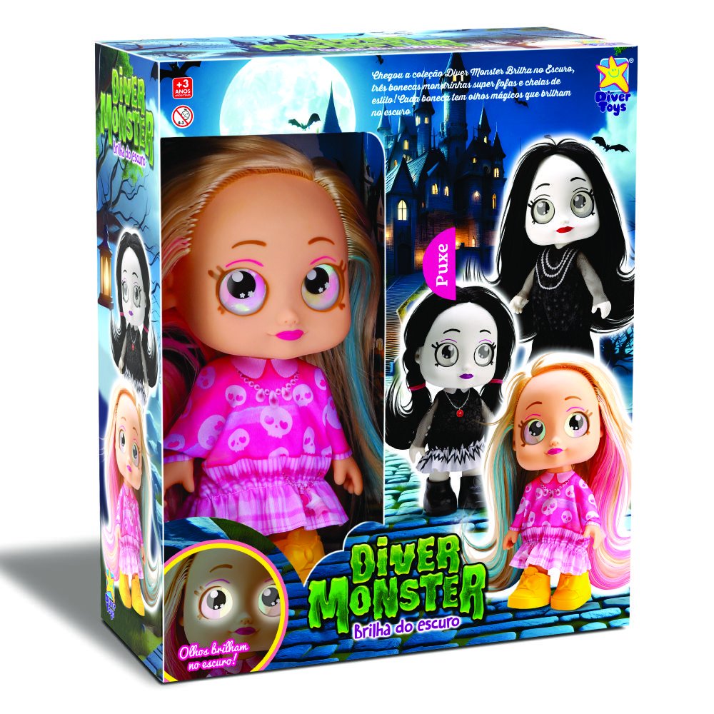 Boneca Diver 8362 monster brilha no escuro loira